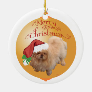 Pekingese Weihnachtsdekoration Keramikornament