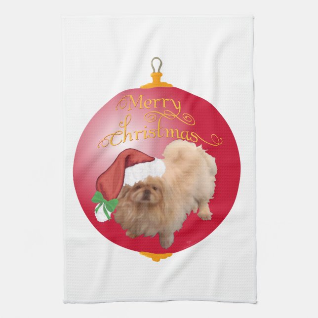 Pekingese Weihnachtsdekoration Küchentuch (Vertikal)