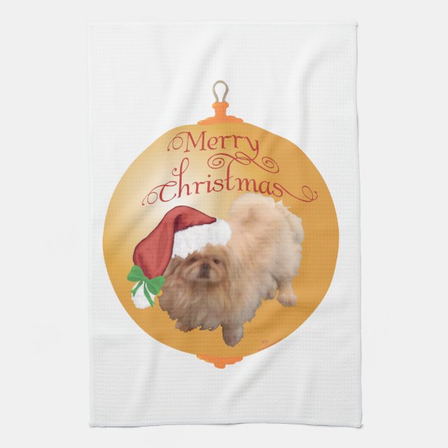 Pekingese Weihnachtsdekoration Küchentuch (Vertikal)