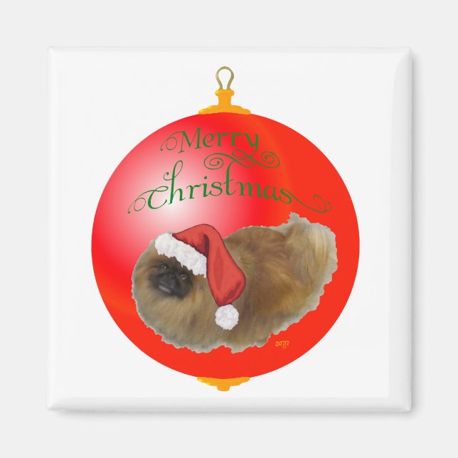 Pekingese Weihnachtsdekoration Magnet (Vorne)