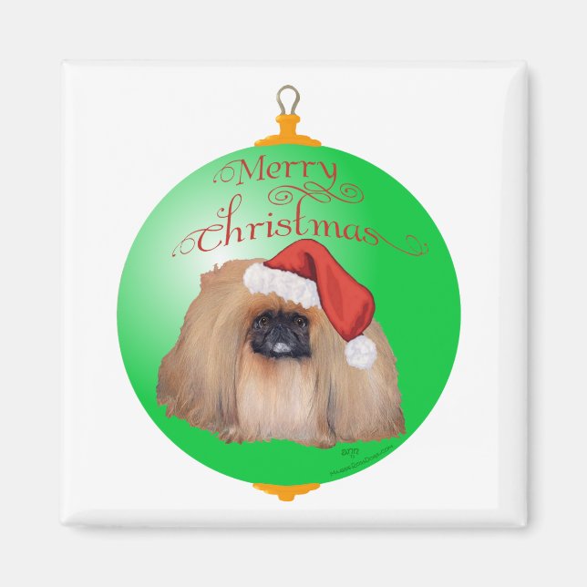 Pekingese Weihnachtsdekoration Magnet (Vorne)