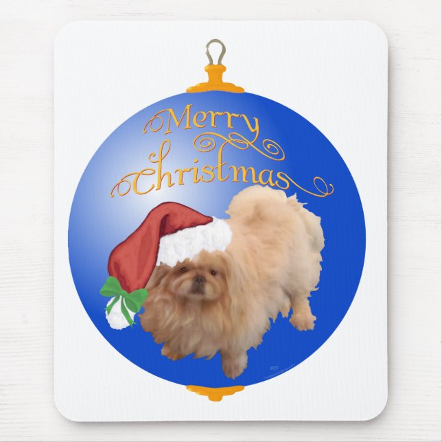 Pekingese Weihnachtsdekoration Mousepad (Vorne)