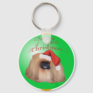Pekingese Weihnachtsdekoration Schlüsselanhänger