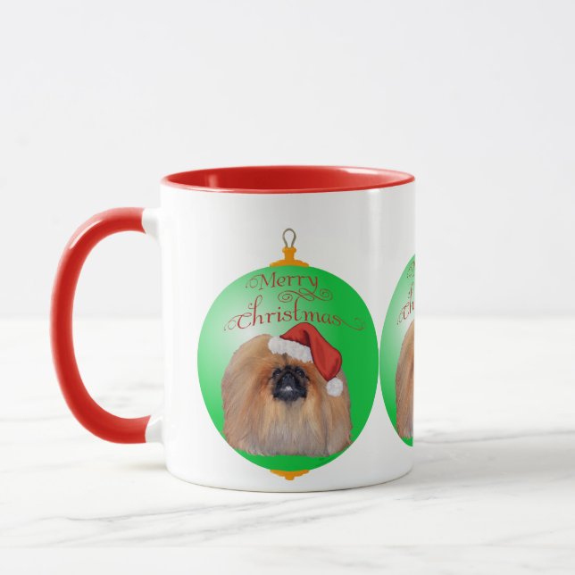Pekingese Weihnachtsdekoration Tasse (Links)