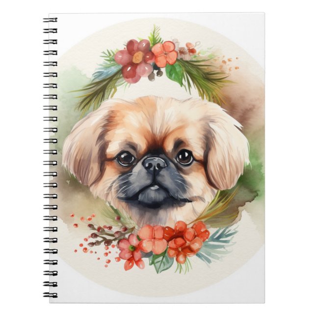 Pekingese Weihnachtsfeier Festliche Jungfrau Notizblock (Vorderseite)