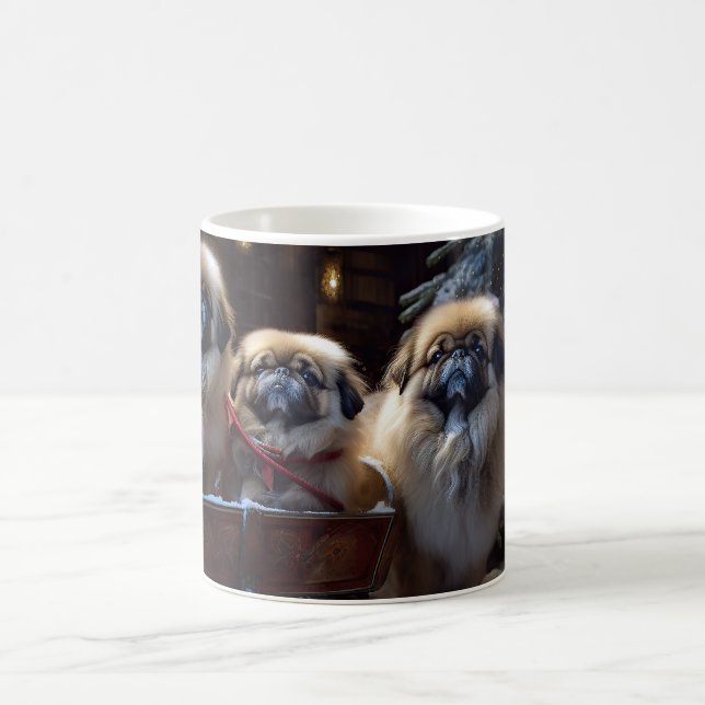 Pekingese Weihnachtsfeiertage Kaffeetasse (Mittel)