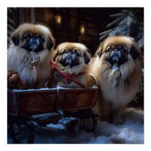 Pekingese Weihnachtsfeiertage Poster