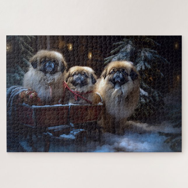 Pekingese Weihnachtsfeiertage Puzzle (Horizontal)