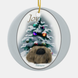 Pekingese Weihnachtsgeschenk-Verzierung Keramikornament