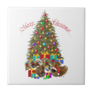 Pekingese-Weihnachtsgruppe Fliese