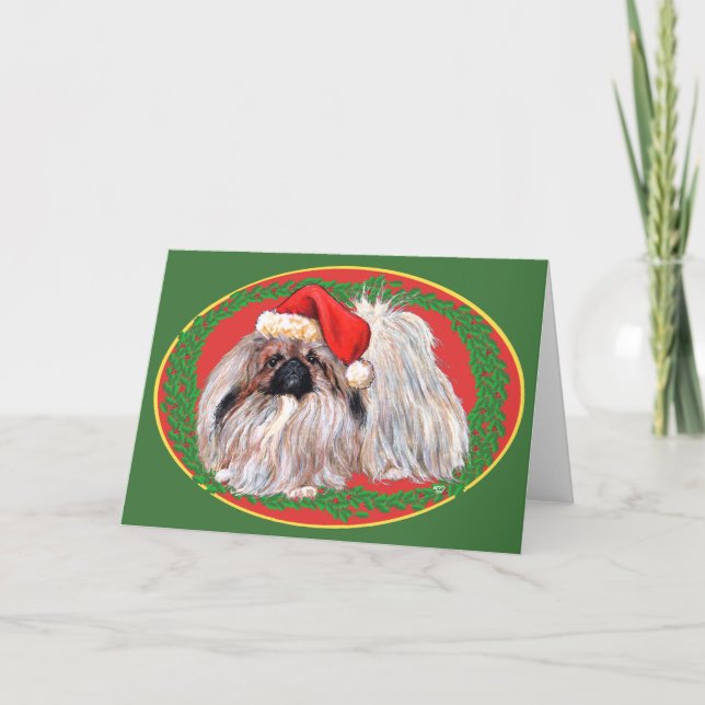 Pekingese Weihnachtskarte Feiertagskarte (Vorderseite)