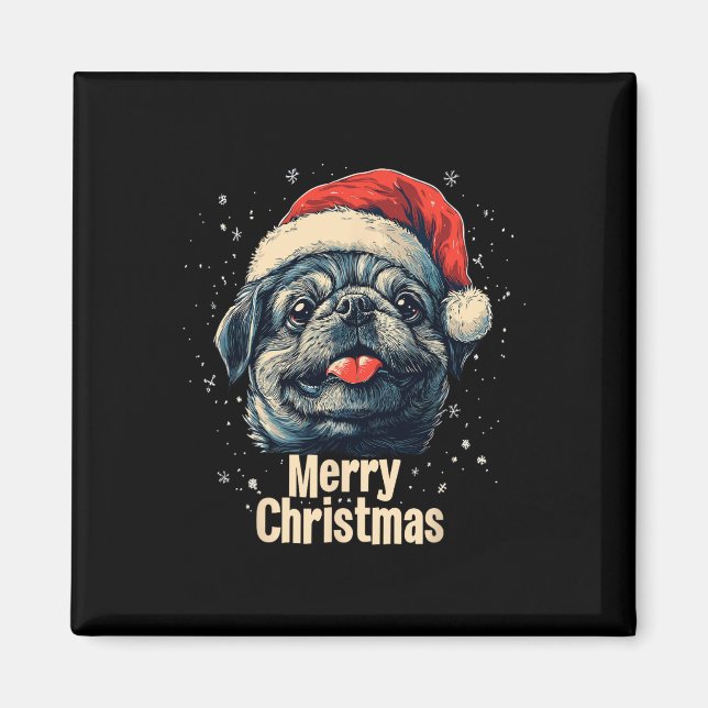 Pekingese Weihnachtsmannmütze Frohe Weihnachten We Magnet (Vorne)