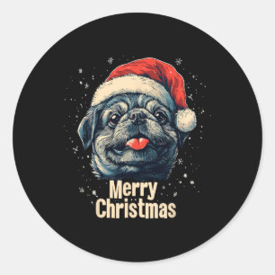 Pekingese Weihnachtsmannmütze Frohe Weihnachten We Runder Aufkleber