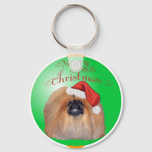 Pekingese Weihnachtsornament Schlüsselanhänger