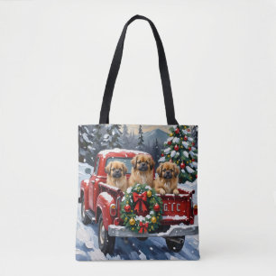 Pekingese Weihnachtsroter LKW Urlaub