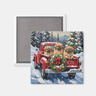 Pekingese Weihnachtsroter LKW Urlaub Magnet