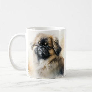 Pekingese Welpe Aquarellmalerei Kaffeetasse