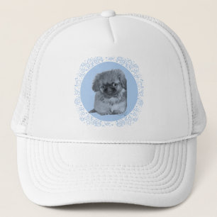 Pekingese-Welpe Blau Truckerkappe