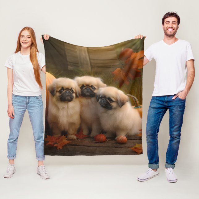 Pekingese Welpe Herbst Delight Pumpen Fleecedecke (Beispiel)