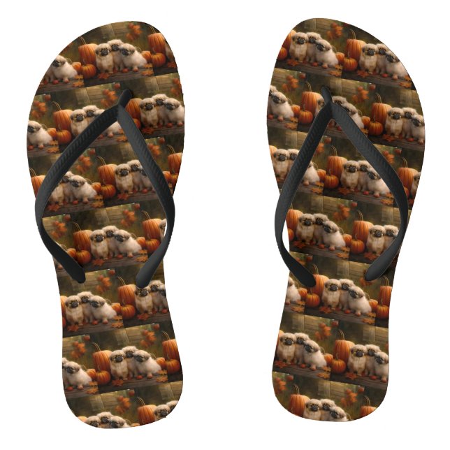 Pekingese Welpe Herbst Delight Pumpen Flip Flops (Fußbett)