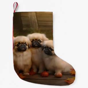 Pekingese Welpe Herbst Delight Pumpen Kleiner Weihnachtsstrumpf