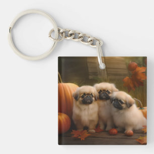 Pekingese Welpe Herbst Delight Pumpen Schlüsselanhänger