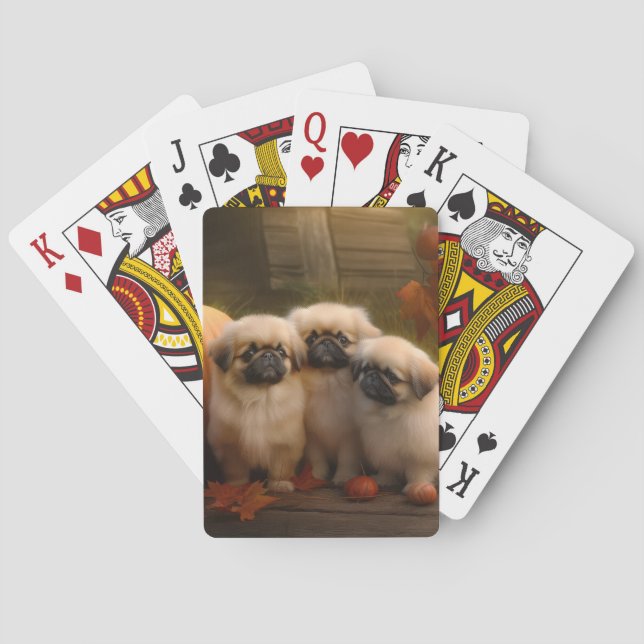 Pekingese Welpe Herbst Delight Pumpen Spielkarten (Rückseite)