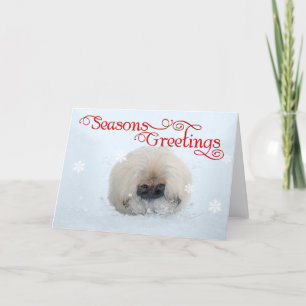 Pekingese Welppy First Christmas Feiertagskarte