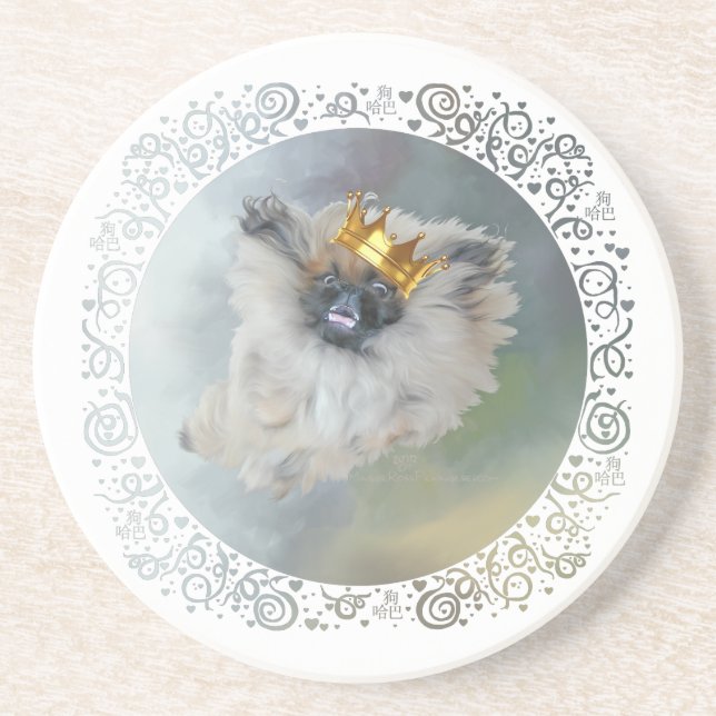 Pekingeser Fürst Sandstein Untersetzer (Vorne)
