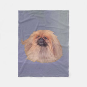 Pekingeser Hund auf Blau Fleecedecke