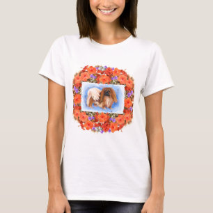 Pekingeser Hund Floral T-Shirt