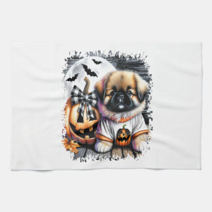 Pekingeser Hund Halloween Quadrat Geschirrtuch