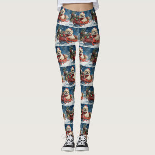 Pekingeser Hund im Schlitten Lass es schneien Weih Leggings