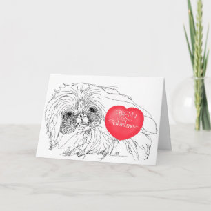 Pekingeser Hund Valentine Feiertagskarte