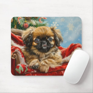 Pekingeser Hund Weihnachtsfestlich Mousepad