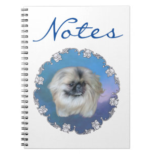 Pekingeser Lilie auf Blau Notizblock