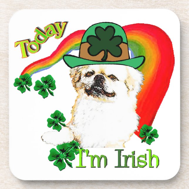 Pekingnese St Patricks Getränkeuntersetzer (Vorderseite)