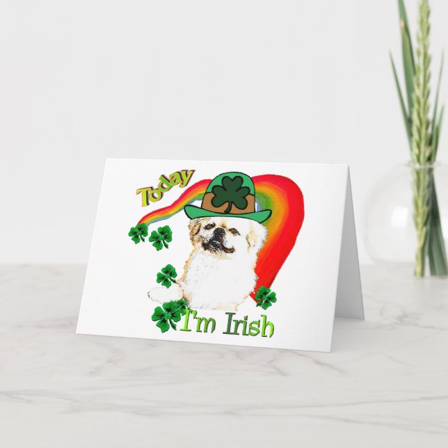 Pekingnese St Patricks Karte (Vorderseite)
