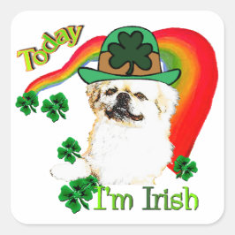 Pekingnese St Patricks Quadratischer Aufkleber