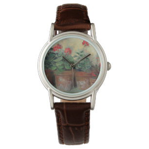 Pelargonien in den Töpfen Armbanduhr