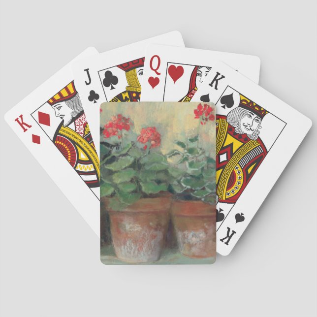 Pelargonien in den Töpfen Spielkarten (Rückseite)