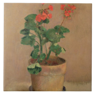Pelargonien in einem Topf, c.1905 (Öl auf Fliese