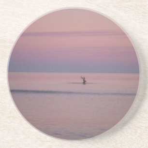 Pelican and Sunset sky at Sullivan's Island Sandstein Untersetzer