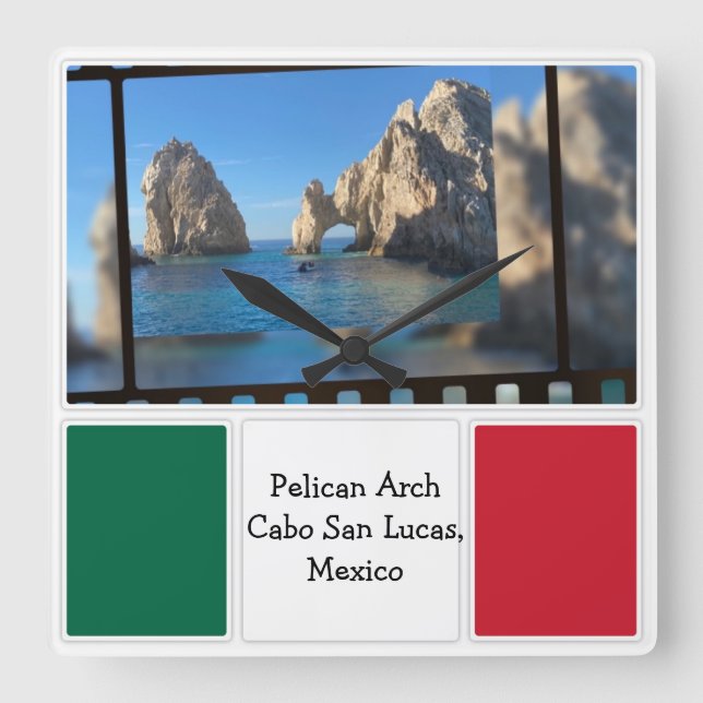 Pelican Arch, Cabo San Lucas Quadratische Wanduhr (Vorderseite)