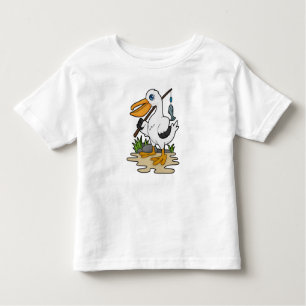 Pelican as Fisher mit Angelstab & Fisch Kleinkind T-shirt