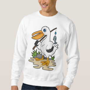 Pelican as Fisher mit Angelstab & Fisch Sweatshirt