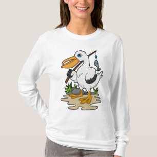 Pelican as Fisher mit Angelstab & Fisch T-Shirt
