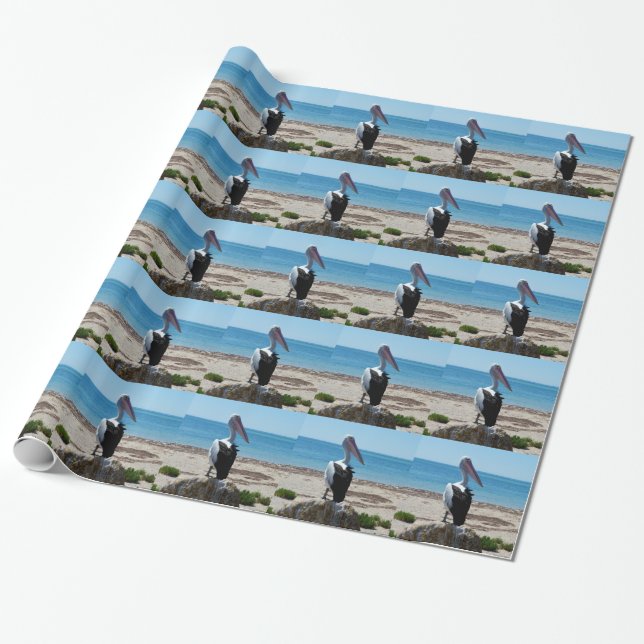 Pelican auf einem Felsen, Geschenkpapier (Ungerollt)