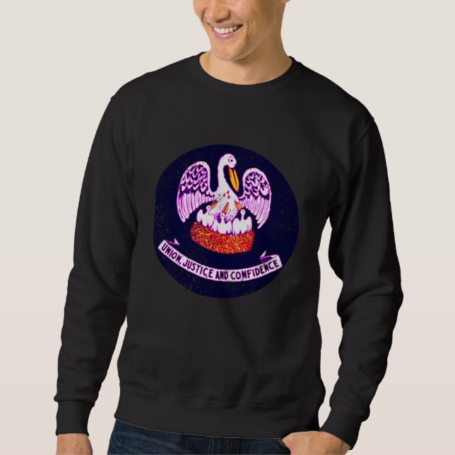Pelican Bayou State Bird Native Louisiana Flag Sweatshirt (Vorderseite)