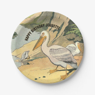 Pelican Beach Illustration Geburtstag Pappteller